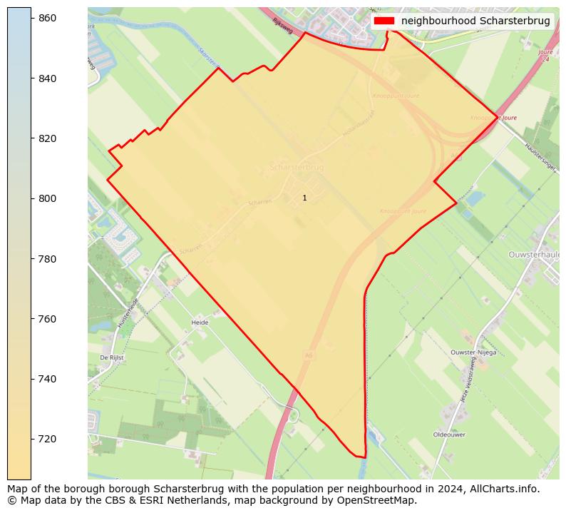 Image of the neighbourhood Scharsterbrug at the map. This image is used as introduction to this page. This page shows a lot of information about the population in the neighbourhood Scharsterbrug (such as the distribution by age groups of the residents, the composition of households, whether inhabitants are natives or Dutch with an immigration background, data about the houses (numbers, types, price development, use, type of property, ...) and more (car ownership, energy consumption, ...) based on open data from the Dutch Central Bureau of Statistics and various other sources!