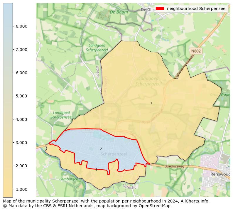 Image of the neighbourhood Scherpenzeel at the map. This image is used as introduction to this page. This page shows a lot of information about the population in the neighbourhood Scherpenzeel (such as the distribution by age groups of the residents, the composition of households, whether inhabitants are natives or Dutch with an immigration background, data about the houses (numbers, types, price development, use, type of property, ...) and more (car ownership, energy consumption, ...) based on open data from the Dutch Central Bureau of Statistics and various other sources!