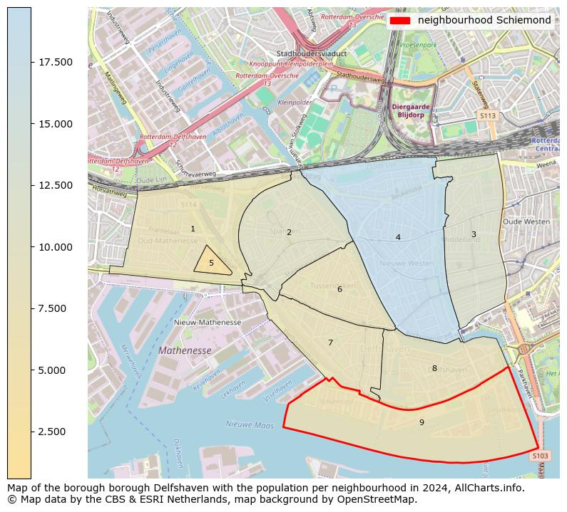 Image of the neighbourhood Schiemond at the map. This image is used as introduction to this page. This page shows a lot of information about the population in the neighbourhood Schiemond (such as the distribution by age groups of the residents, the composition of households, whether inhabitants are natives or Dutch with an immigration background, data about the houses (numbers, types, price development, use, type of property, ...) and more (car ownership, energy consumption, ...) based on open data from the Dutch Central Bureau of Statistics and various other sources!