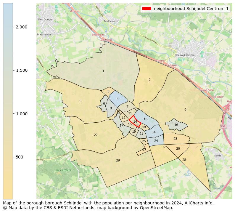 Image of the neighbourhood Schijndel Centrum 1 at the map. This image is used as introduction to this page. This page shows a lot of information about the population in the neighbourhood Schijndel Centrum 1 (such as the distribution by age groups of the residents, the composition of households, whether inhabitants are natives or Dutch with an immigration background, data about the houses (numbers, types, price development, use, type of property, ...) and more (car ownership, energy consumption, ...) based on open data from the Dutch Central Bureau of Statistics and various other sources!