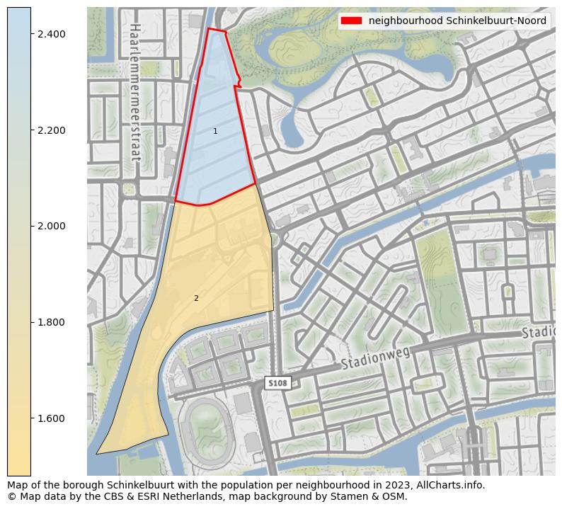 Map of the borough Schinkelbuurt with the population per neighbourhood in 2023. This page shows a lot of information about residents (such as the distribution by age groups, family composition, gender, native or Dutch with an immigration background, ...), homes (numbers, types, price development, use, type of property, ...) and more (car ownership, energy consumption, ...) based on open data from the Dutch Central Bureau of Statistics and various other sources!