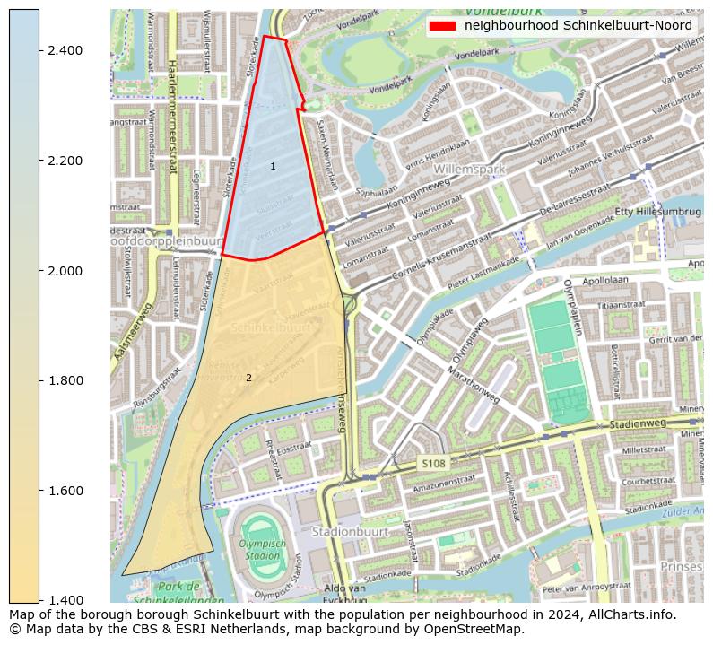 Image of the neighbourhood Schinkelbuurt-Noord at the map. This image is used as introduction to this page. This page shows a lot of information about the population in the neighbourhood Schinkelbuurt-Noord (such as the distribution by age groups of the residents, the composition of households, whether inhabitants are natives or Dutch with an immigration background, data about the houses (numbers, types, price development, use, type of property, ...) and more (car ownership, energy consumption, ...) based on open data from the Dutch Central Bureau of Statistics and various other sources!