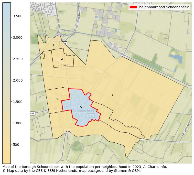 Map of the borough Schoonebeek with the population per neighbourhood in 2023. This page shows a lot of information about residents (such as the distribution by age groups, family composition, gender, native or Dutch with an immigration background, ...), homes (numbers, types, price development, use, type of property, ...) and more (car ownership, energy consumption, ...) based on open data from the Dutch Central Bureau of Statistics and various other sources!