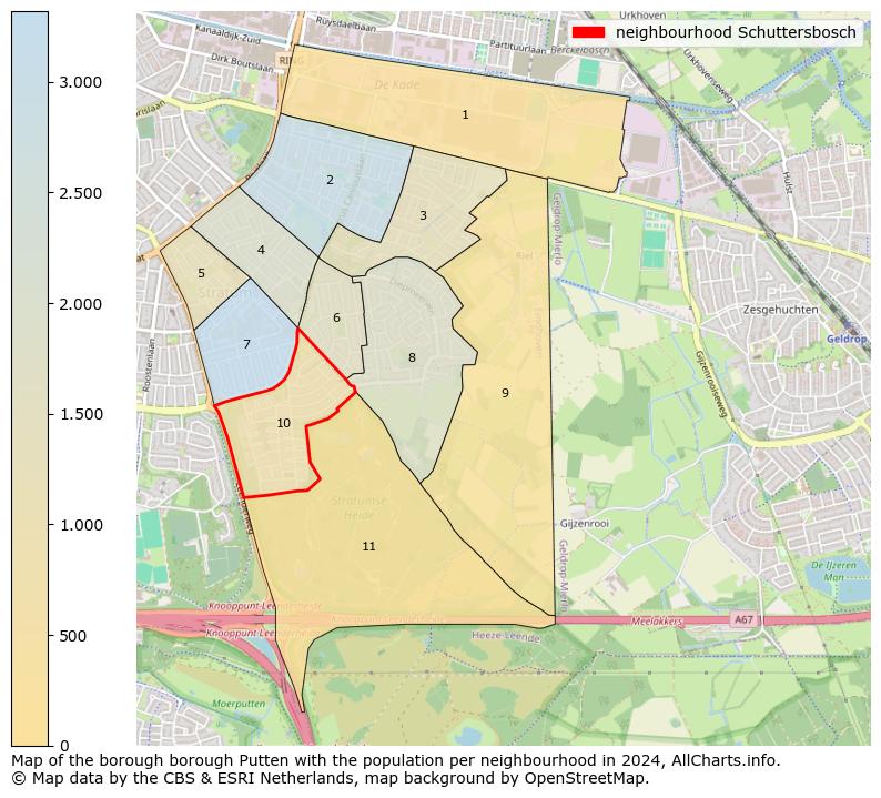 Image of the neighbourhood Schuttersbosch at the map. This image is used as introduction to this page. This page shows a lot of information about the population in the neighbourhood Schuttersbosch (such as the distribution by age groups of the residents, the composition of households, whether inhabitants are natives or Dutch with an immigration background, data about the houses (numbers, types, price development, use, type of property, ...) and more (car ownership, energy consumption, ...) based on open data from the Dutch Central Bureau of Statistics and various other sources!