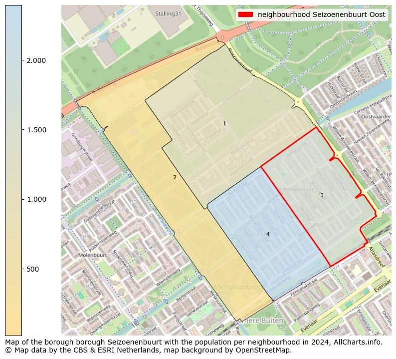 Image of the neighbourhood Seizoenenbuurt Oost at the map. This image is used as introduction to this page. This page shows a lot of information about the population in the neighbourhood Seizoenenbuurt Oost (such as the distribution by age groups of the residents, the composition of households, whether inhabitants are natives or Dutch with an immigration background, data about the houses (numbers, types, price development, use, type of property, ...) and more (car ownership, energy consumption, ...) based on open data from the Dutch Central Bureau of Statistics and various other sources!