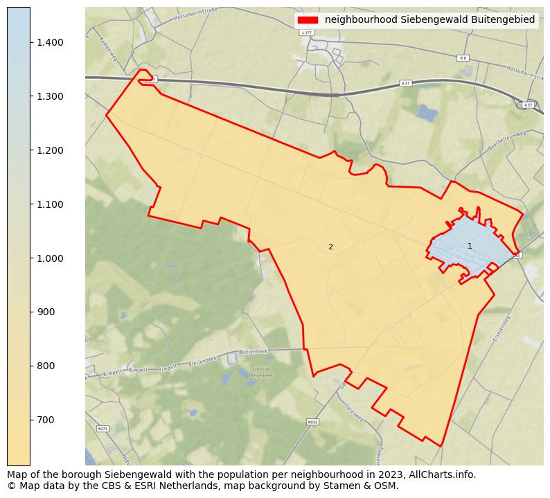 Map of the borough Siebengewald with the population per neighbourhood in 2023. This page shows a lot of information about residents (such as the distribution by age groups, family composition, gender, native or Dutch with an immigration background, ...), homes (numbers, types, price development, use, type of property, ...) and more (car ownership, energy consumption, ...) based on open data from the Dutch Central Bureau of Statistics and various other sources!