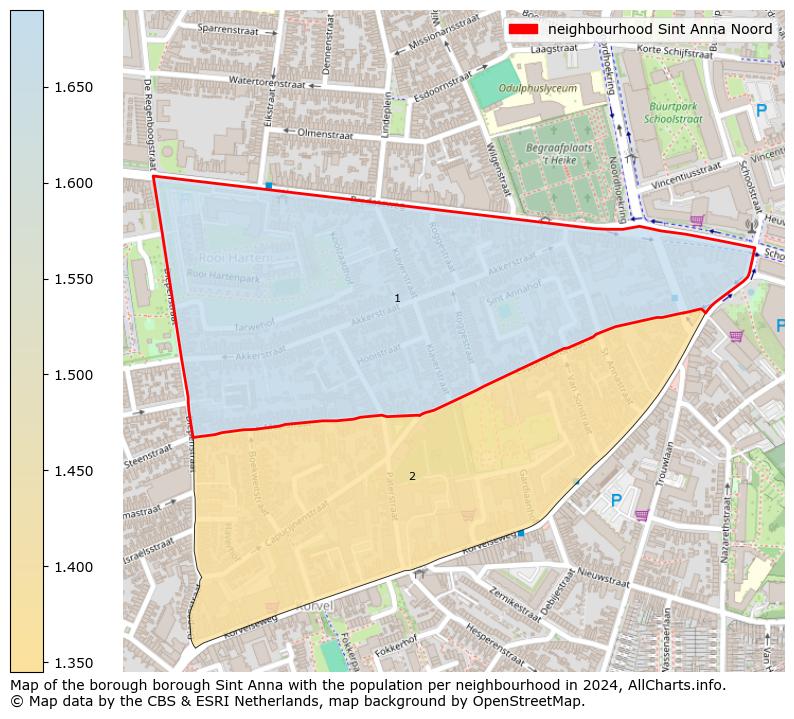 Image of the neighbourhood Sint Anna Noord at the map. This image is used as introduction to this page. This page shows a lot of information about the population in the neighbourhood Sint Anna Noord (such as the distribution by age groups of the residents, the composition of households, whether inhabitants are natives or Dutch with an immigration background, data about the houses (numbers, types, price development, use, type of property, ...) and more (car ownership, energy consumption, ...) based on open data from the Dutch Central Bureau of Statistics and various other sources!