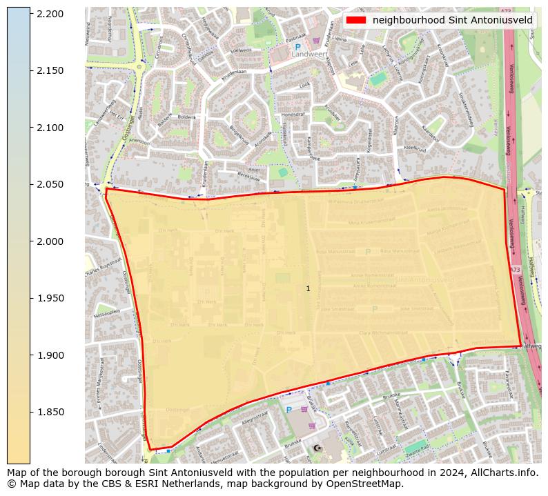 Image of the neighbourhood Sint Antoniusveld at the map. This image is used as introduction to this page. This page shows a lot of information about the population in the neighbourhood Sint Antoniusveld (such as the distribution by age groups of the residents, the composition of households, whether inhabitants are natives or Dutch with an immigration background, data about the houses (numbers, types, price development, use, type of property, ...) and more (car ownership, energy consumption, ...) based on open data from the Dutch Central Bureau of Statistics and various other sources!