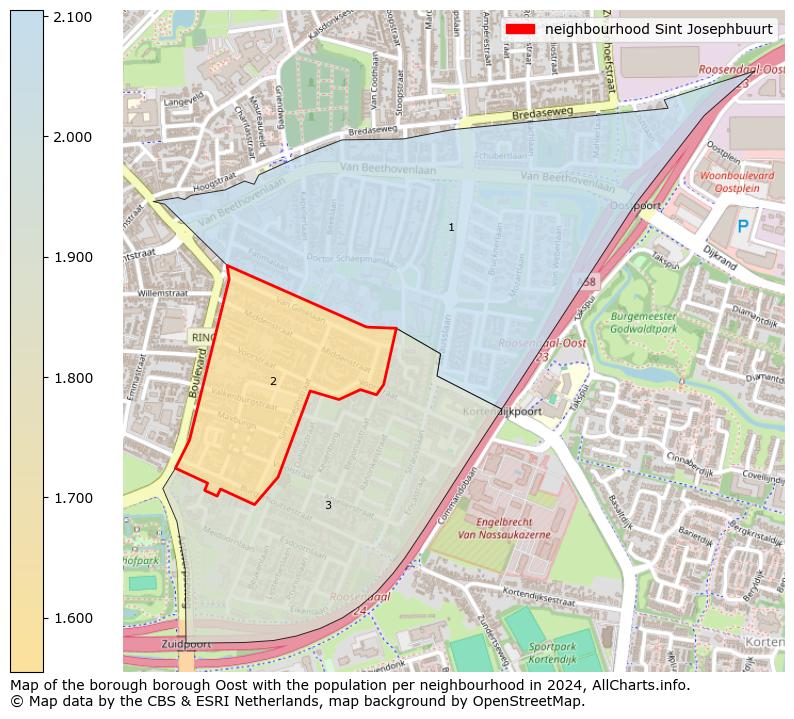 Image of the neighbourhood Sint Josephbuurt at the map. This image is used as introduction to this page. This page shows a lot of information about the population in the neighbourhood Sint Josephbuurt (such as the distribution by age groups of the residents, the composition of households, whether inhabitants are natives or Dutch with an immigration background, data about the houses (numbers, types, price development, use, type of property, ...) and more (car ownership, energy consumption, ...) based on open data from the Dutch Central Bureau of Statistics and various other sources!