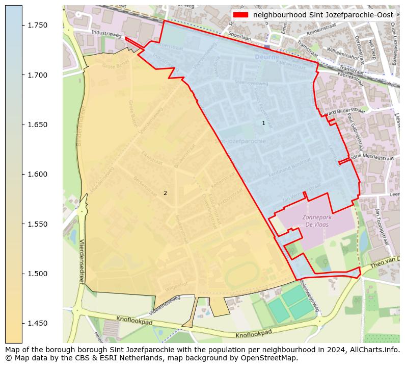 Image of the neighbourhood Sint Jozefparochie-Oost at the map. This image is used as introduction to this page. This page shows a lot of information about the population in the neighbourhood Sint Jozefparochie-Oost (such as the distribution by age groups of the residents, the composition of households, whether inhabitants are natives or Dutch with an immigration background, data about the houses (numbers, types, price development, use, type of property, ...) and more (car ownership, energy consumption, ...) based on open data from the Dutch Central Bureau of Statistics and various other sources!