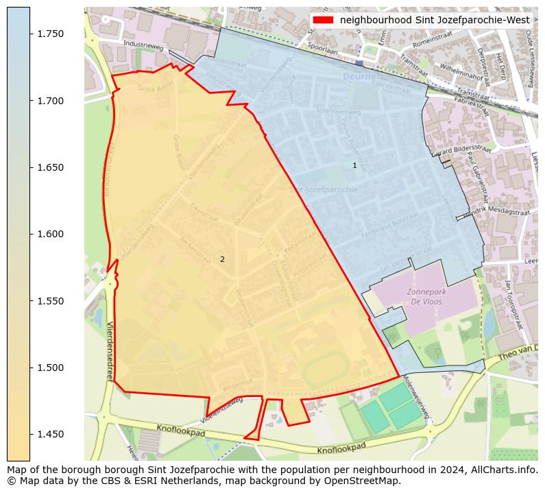 Image of the neighbourhood Sint Jozefparochie-West at the map. This image is used as introduction to this page. This page shows a lot of information about the population in the neighbourhood Sint Jozefparochie-West (such as the distribution by age groups of the residents, the composition of households, whether inhabitants are natives or Dutch with an immigration background, data about the houses (numbers, types, price development, use, type of property, ...) and more (car ownership, energy consumption, ...) based on open data from the Dutch Central Bureau of Statistics and various other sources!