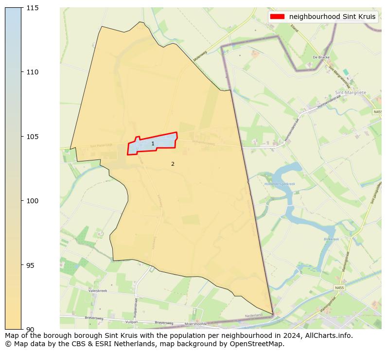 Image of the neighbourhood Sint Kruis at the map. This image is used as introduction to this page. This page shows a lot of information about the population in the neighbourhood Sint Kruis (such as the distribution by age groups of the residents, the composition of households, whether inhabitants are natives or Dutch with an immigration background, data about the houses (numbers, types, price development, use, type of property, ...) and more (car ownership, energy consumption, ...) based on open data from the Dutch Central Bureau of Statistics and various other sources!