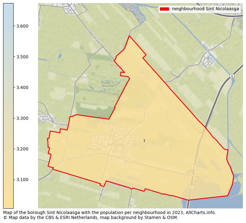 Map of the borough Sint Nicolaasga with the population per neighbourhood in 2023. This page shows a lot of information about residents (such as the distribution by age groups, family composition, gender, native or Dutch with an immigration background, ...), homes (numbers, types, price development, use, type of property, ...) and more (car ownership, energy consumption, ...) based on open data from the Dutch Central Bureau of Statistics and various other sources!