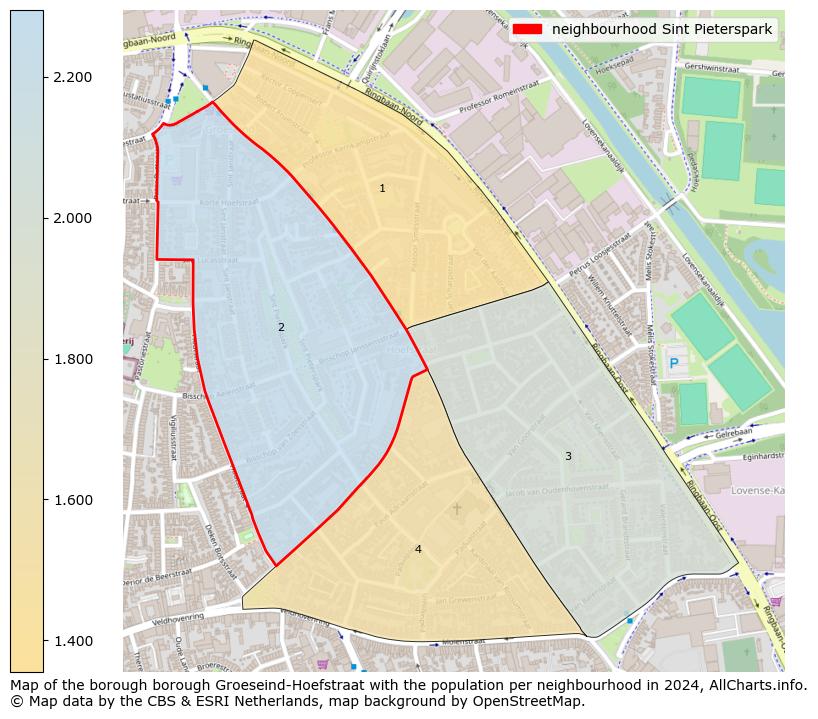 Image of the neighbourhood Sint Pieterspark at the map. This image is used as introduction to this page. This page shows a lot of information about the population in the neighbourhood Sint Pieterspark (such as the distribution by age groups of the residents, the composition of households, whether inhabitants are natives or Dutch with an immigration background, data about the houses (numbers, types, price development, use, type of property, ...) and more (car ownership, energy consumption, ...) based on open data from the Dutch Central Bureau of Statistics and various other sources!