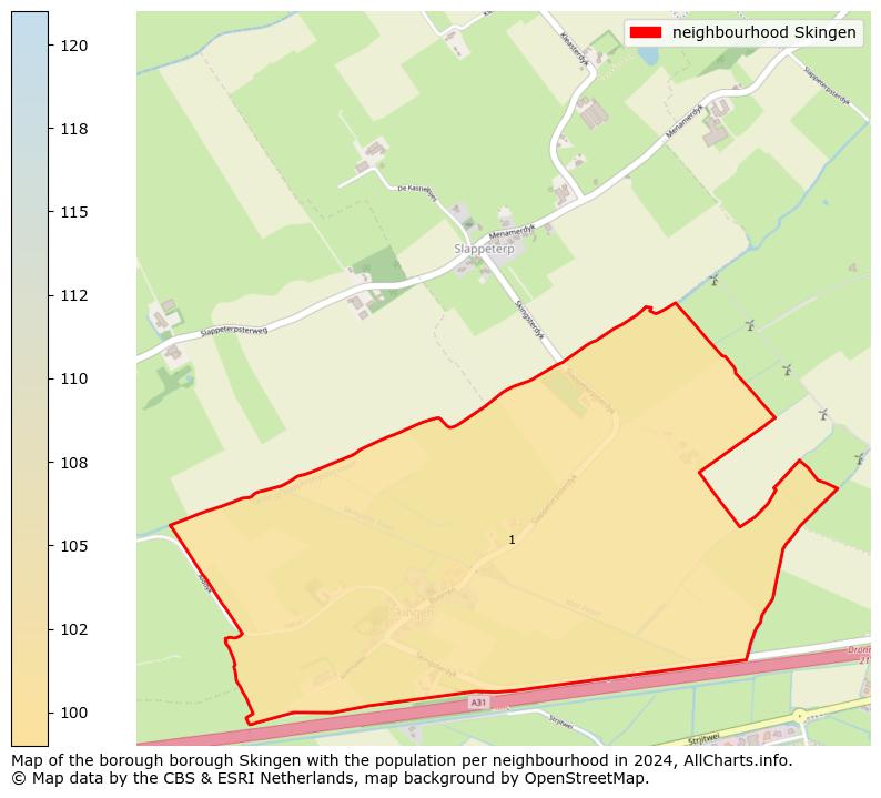 Image of the neighbourhood Skingen at the map. This image is used as introduction to this page. This page shows a lot of information about the population in the neighbourhood Skingen (such as the distribution by age groups of the residents, the composition of households, whether inhabitants are natives or Dutch with an immigration background, data about the houses (numbers, types, price development, use, type of property, ...) and more (car ownership, energy consumption, ...) based on open data from the Dutch Central Bureau of Statistics and various other sources!