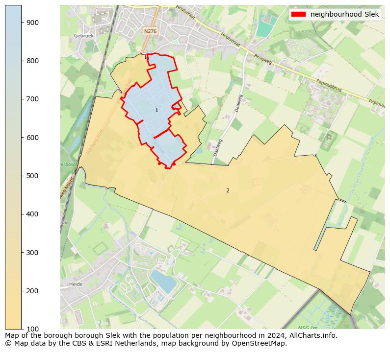 Image of the neighbourhood Slek at the map. This image is used as introduction to this page. This page shows a lot of information about the population in the neighbourhood Slek (such as the distribution by age groups of the residents, the composition of households, whether inhabitants are natives or Dutch with an immigration background, data about the houses (numbers, types, price development, use, type of property, ...) and more (car ownership, energy consumption, ...) based on open data from the Dutch Central Bureau of Statistics and various other sources!