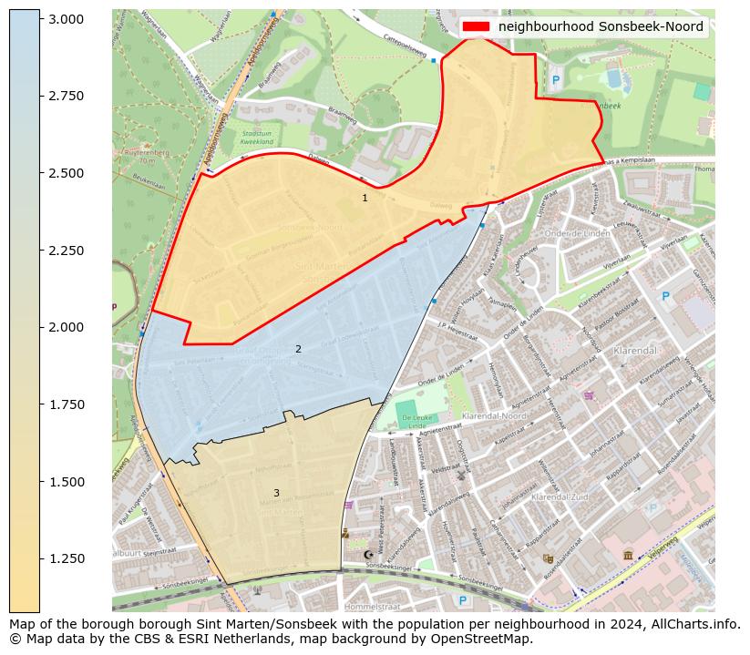 Image of the neighbourhood Sonsbeek-Noord at the map. This image is used as introduction to this page. This page shows a lot of information about the population in the neighbourhood Sonsbeek-Noord (such as the distribution by age groups of the residents, the composition of households, whether inhabitants are natives or Dutch with an immigration background, data about the houses (numbers, types, price development, use, type of property, ...) and more (car ownership, energy consumption, ...) based on open data from the Dutch Central Bureau of Statistics and various other sources!