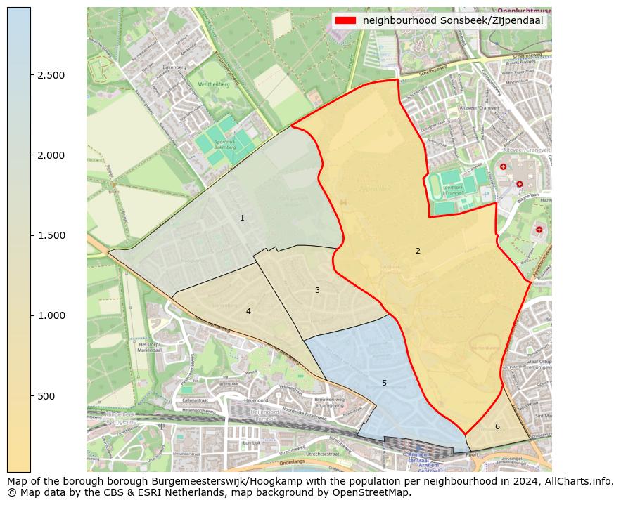 Image of the neighbourhood Sonsbeek/Zijpendaal at the map. This image is used as introduction to this page. This page shows a lot of information about the population in the neighbourhood Sonsbeek/Zijpendaal (such as the distribution by age groups of the residents, the composition of households, whether inhabitants are natives or Dutch with an immigration background, data about the houses (numbers, types, price development, use, type of property, ...) and more (car ownership, energy consumption, ...) based on open data from the Dutch Central Bureau of Statistics and various other sources!