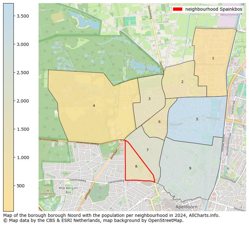 Image of the neighbourhood Spainkbos at the map. This image is used as introduction to this page. This page shows a lot of information about the population in the neighbourhood Spainkbos (such as the distribution by age groups of the residents, the composition of households, whether inhabitants are natives or Dutch with an immigration background, data about the houses (numbers, types, price development, use, type of property, ...) and more (car ownership, energy consumption, ...) based on open data from the Dutch Central Bureau of Statistics and various other sources!