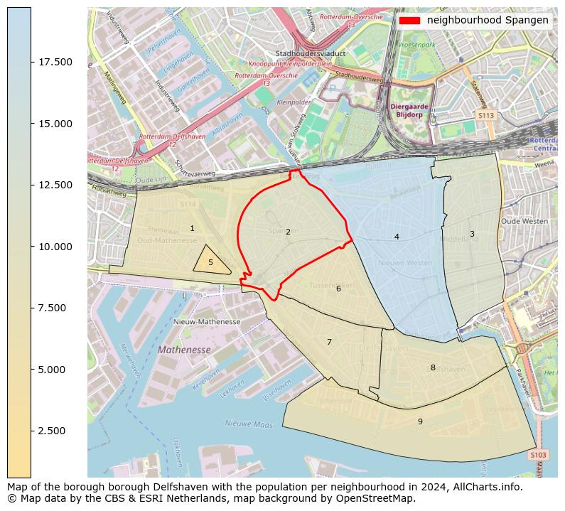 Image of the neighbourhood Spangen at the map. This image is used as introduction to this page. This page shows a lot of information about the population in the neighbourhood Spangen (such as the distribution by age groups of the residents, the composition of households, whether inhabitants are natives or Dutch with an immigration background, data about the houses (numbers, types, price development, use, type of property, ...) and more (car ownership, energy consumption, ...) based on open data from the Dutch Central Bureau of Statistics and various other sources!