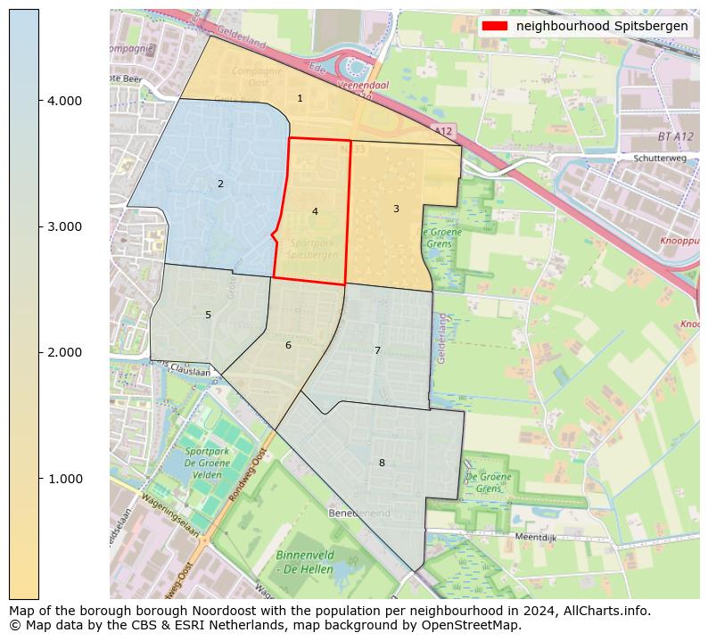 Image of the neighbourhood Spitsbergen at the map. This image is used as introduction to this page. This page shows a lot of information about the population in the neighbourhood Spitsbergen (such as the distribution by age groups of the residents, the composition of households, whether inhabitants are natives or Dutch with an immigration background, data about the houses (numbers, types, price development, use, type of property, ...) and more (car ownership, energy consumption, ...) based on open data from the Dutch Central Bureau of Statistics and various other sources!