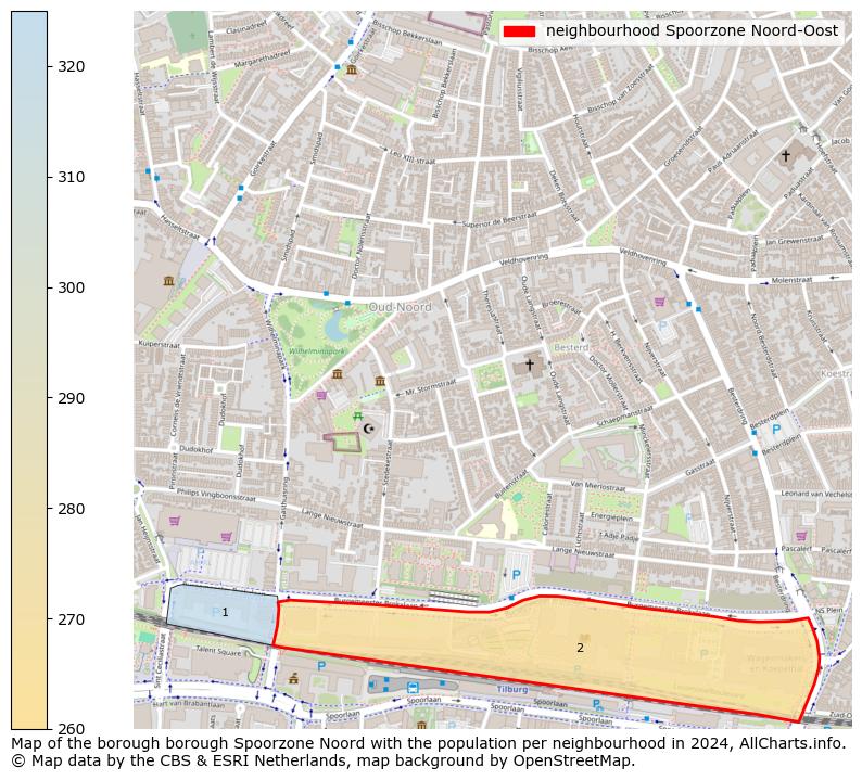 Image of the neighbourhood Spoorzone Noord-Oost at the map. This image is used as introduction to this page. This page shows a lot of information about the population in the neighbourhood Spoorzone Noord-Oost (such as the distribution by age groups of the residents, the composition of households, whether inhabitants are natives or Dutch with an immigration background, data about the houses (numbers, types, price development, use, type of property, ...) and more (car ownership, energy consumption, ...) based on open data from the Dutch Central Bureau of Statistics and various other sources!