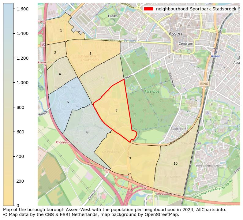 Image of the neighbourhood Sportpark Stadsbroek at the map. This image is used as introduction to this page. This page shows a lot of information about the population in the neighbourhood Sportpark Stadsbroek (such as the distribution by age groups of the residents, the composition of households, whether inhabitants are natives or Dutch with an immigration background, data about the houses (numbers, types, price development, use, type of property, ...) and more (car ownership, energy consumption, ...) based on open data from the Dutch Central Bureau of Statistics and various other sources!