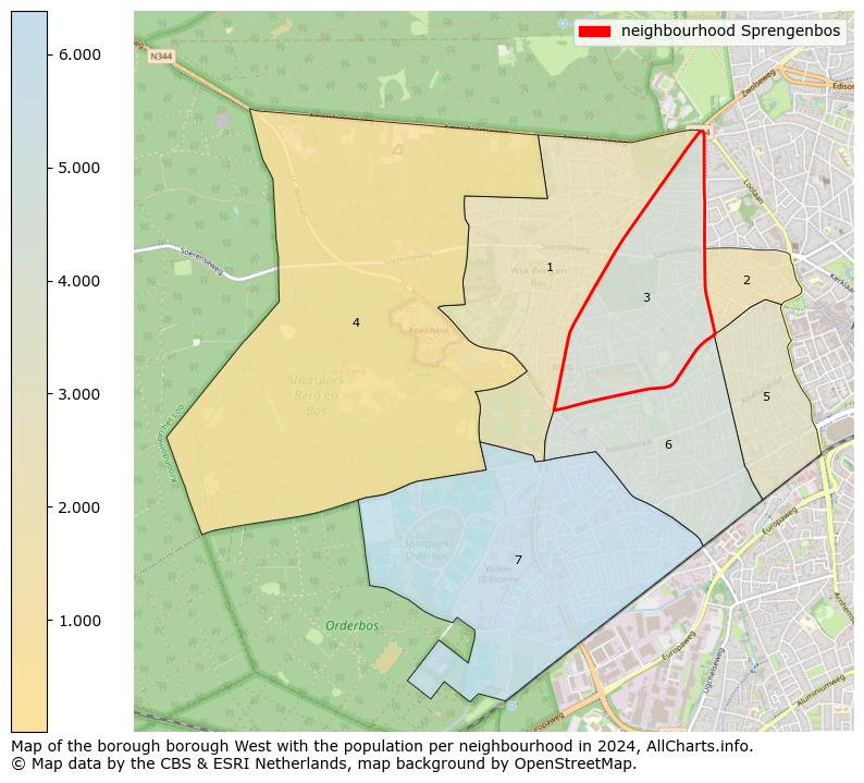 Image of the neighbourhood Sprengenbos at the map. This image is used as introduction to this page. This page shows a lot of information about the population in the neighbourhood Sprengenbos (such as the distribution by age groups of the residents, the composition of households, whether inhabitants are natives or Dutch with an immigration background, data about the houses (numbers, types, price development, use, type of property, ...) and more (car ownership, energy consumption, ...) based on open data from the Dutch Central Bureau of Statistics and various other sources!