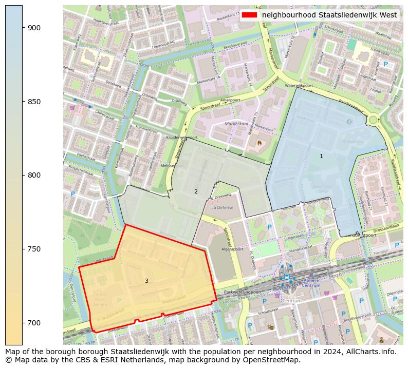 Image of the neighbourhood Staatsliedenwijk West at the map. This image is used as introduction to this page. This page shows a lot of information about the population in the neighbourhood Staatsliedenwijk West (such as the distribution by age groups of the residents, the composition of households, whether inhabitants are natives or Dutch with an immigration background, data about the houses (numbers, types, price development, use, type of property, ...) and more (car ownership, energy consumption, ...) based on open data from the Dutch Central Bureau of Statistics and various other sources!