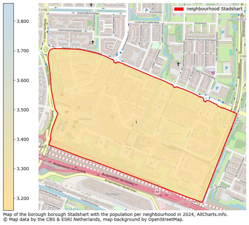 Image of the neighbourhood Stadshart at the map. This image is used as introduction to this page. This page shows a lot of information about the population in the neighbourhood Stadshart (such as the distribution by age groups of the residents, the composition of households, whether inhabitants are natives or Dutch with an immigration background, data about the houses (numbers, types, price development, use, type of property, ...) and more (car ownership, energy consumption, ...) based on open data from the Dutch Central Bureau of Statistics and various other sources!