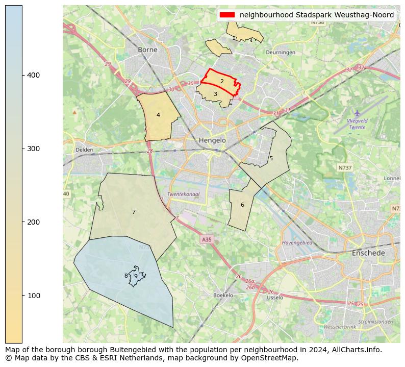 Image of the neighbourhood Stadspark Weusthag-Noord at the map. This image is used as introduction to this page. This page shows a lot of information about the population in the neighbourhood Stadspark Weusthag-Noord (such as the distribution by age groups of the residents, the composition of households, whether inhabitants are natives or Dutch with an immigration background, data about the houses (numbers, types, price development, use, type of property, ...) and more (car ownership, energy consumption, ...) based on open data from the Dutch Central Bureau of Statistics and various other sources!