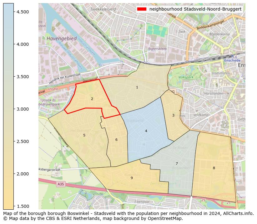 Image of the neighbourhood Stadsveld-Noord-Bruggert at the map. This image is used as introduction to this page. This page shows a lot of information about the population in the neighbourhood Stadsveld-Noord-Bruggert (such as the distribution by age groups of the residents, the composition of households, whether inhabitants are natives or Dutch with an immigration background, data about the houses (numbers, types, price development, use, type of property, ...) and more (car ownership, energy consumption, ...) based on open data from the Dutch Central Bureau of Statistics and various other sources!