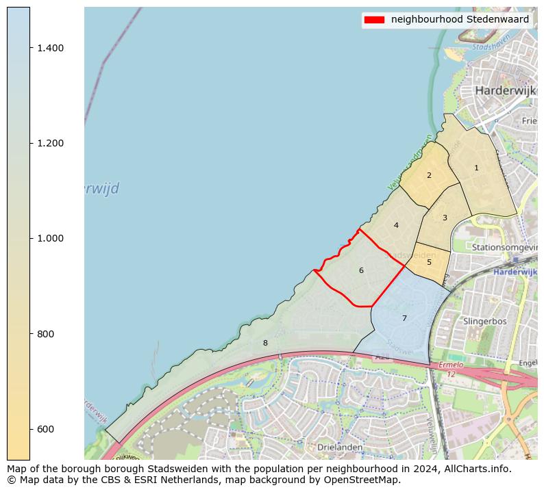 Image of the neighbourhood Stedenwaard at the map. This image is used as introduction to this page. This page shows a lot of information about the population in the neighbourhood Stedenwaard (such as the distribution by age groups of the residents, the composition of households, whether inhabitants are natives or Dutch with an immigration background, data about the houses (numbers, types, price development, use, type of property, ...) and more (car ownership, energy consumption, ...) based on open data from the Dutch Central Bureau of Statistics and various other sources!