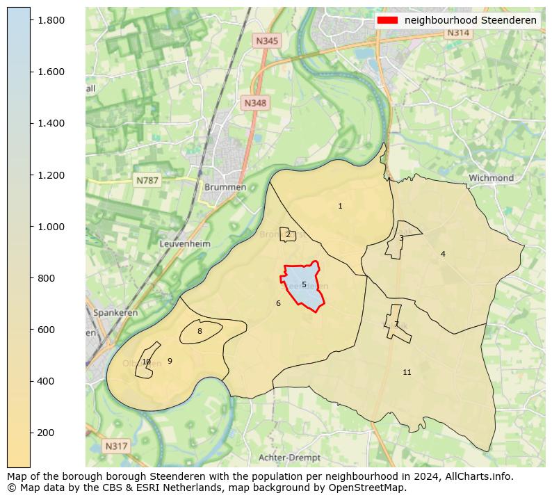 Image of the neighbourhood Steenderen at the map. This image is used as introduction to this page. This page shows a lot of information about the population in the neighbourhood Steenderen (such as the distribution by age groups of the residents, the composition of households, whether inhabitants are natives or Dutch with an immigration background, data about the houses (numbers, types, price development, use, type of property, ...) and more (car ownership, energy consumption, ...) based on open data from the Dutch Central Bureau of Statistics and various other sources!