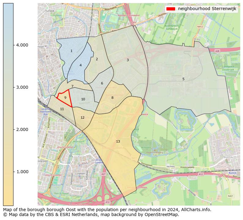 Image of the neighbourhood Sterrenwijk at the map. This image is used as introduction to this page. This page shows a lot of information about the population in the neighbourhood Sterrenwijk (such as the distribution by age groups of the residents, the composition of households, whether inhabitants are natives or Dutch with an immigration background, data about the houses (numbers, types, price development, use, type of property, ...) and more (car ownership, energy consumption, ...) based on open data from the Dutch Central Bureau of Statistics and various other sources!