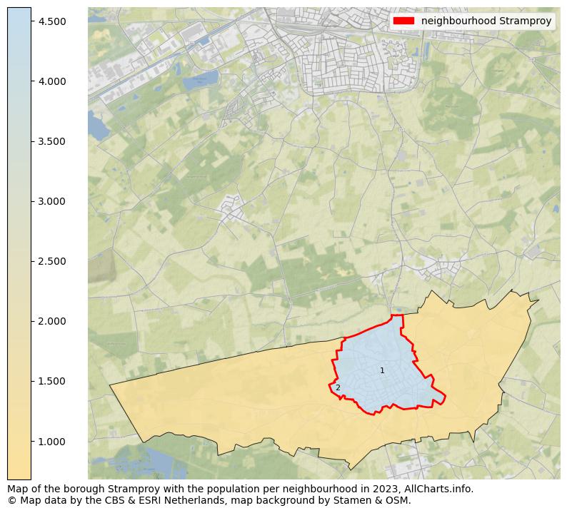 Map of the borough Stramproy with the population per neighbourhood in 2023. This page shows a lot of information about residents (such as the distribution by age groups, family composition, gender, native or Dutch with an immigration background, ...), homes (numbers, types, price development, use, type of property, ...) and more (car ownership, energy consumption, ...) based on open data from the Dutch Central Bureau of Statistics and various other sources!