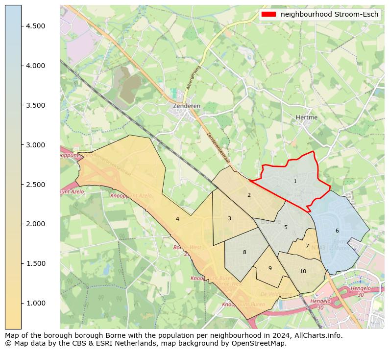 Image of the neighbourhood Stroom-Esch at the map. This image is used as introduction to this page. This page shows a lot of information about the population in the neighbourhood Stroom-Esch (such as the distribution by age groups of the residents, the composition of households, whether inhabitants are natives or Dutch with an immigration background, data about the houses (numbers, types, price development, use, type of property, ...) and more (car ownership, energy consumption, ...) based on open data from the Dutch Central Bureau of Statistics and various other sources!