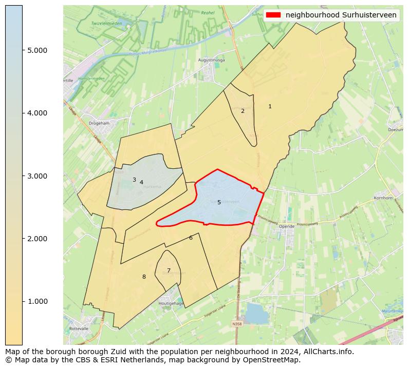 Image of the neighbourhood Surhuisterveen at the map. This image is used as introduction to this page. This page shows a lot of information about the population in the neighbourhood Surhuisterveen (such as the distribution by age groups of the residents, the composition of households, whether inhabitants are natives or Dutch with an immigration background, data about the houses (numbers, types, price development, use, type of property, ...) and more (car ownership, energy consumption, ...) based on open data from the Dutch Central Bureau of Statistics and various other sources!