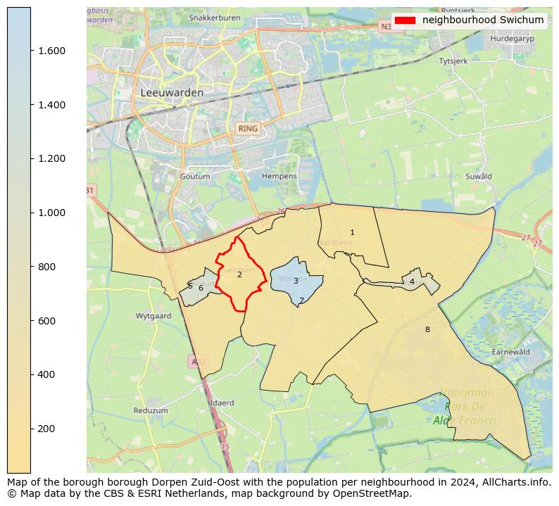 Image of the neighbourhood Swichum at the map. This image is used as introduction to this page. This page shows a lot of information about the population in the neighbourhood Swichum (such as the distribution by age groups of the residents, the composition of households, whether inhabitants are natives or Dutch with an immigration background, data about the houses (numbers, types, price development, use, type of property, ...) and more (car ownership, energy consumption, ...) based on open data from the Dutch Central Bureau of Statistics and various other sources!