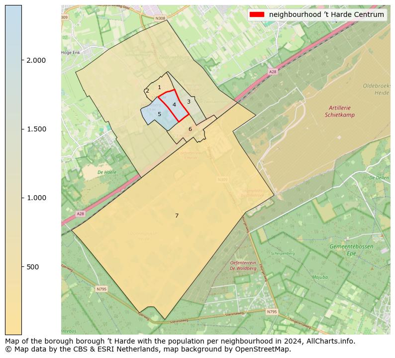 Image of the neighbourhood ’t Harde Centrum at the map. This image is used as introduction to this page. This page shows a lot of information about the population in the neighbourhood ’t Harde Centrum (such as the distribution by age groups of the residents, the composition of households, whether inhabitants are natives or Dutch with an immigration background, data about the houses (numbers, types, price development, use, type of property, ...) and more (car ownership, energy consumption, ...) based on open data from the Dutch Central Bureau of Statistics and various other sources!