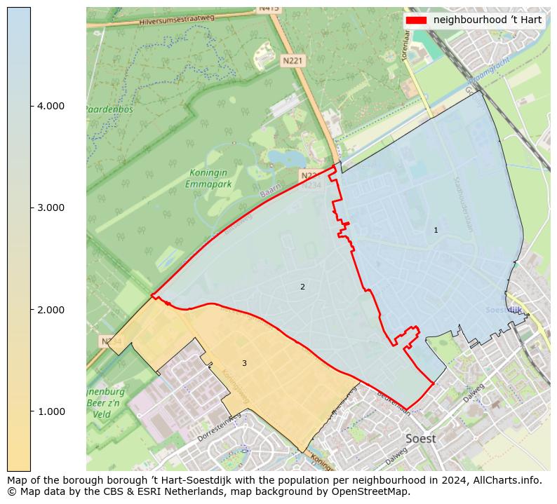 Image of the neighbourhood ’t Hart at the map. This image is used as introduction to this page. This page shows a lot of information about the population in the neighbourhood ’t Hart (such as the distribution by age groups of the residents, the composition of households, whether inhabitants are natives or Dutch with an immigration background, data about the houses (numbers, types, price development, use, type of property, ...) and more (car ownership, energy consumption, ...) based on open data from the Dutch Central Bureau of Statistics and various other sources!