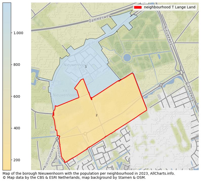 Map of the borough Nieuwenhoorn with the population per neighbourhood in 2023. This page shows a lot of information about residents (such as the distribution by age groups, family composition, gender, native or Dutch with an immigration background, ...), homes (numbers, types, price development, use, type of property, ...) and more (car ownership, energy consumption, ...) based on open data from the Dutch Central Bureau of Statistics and various other sources!