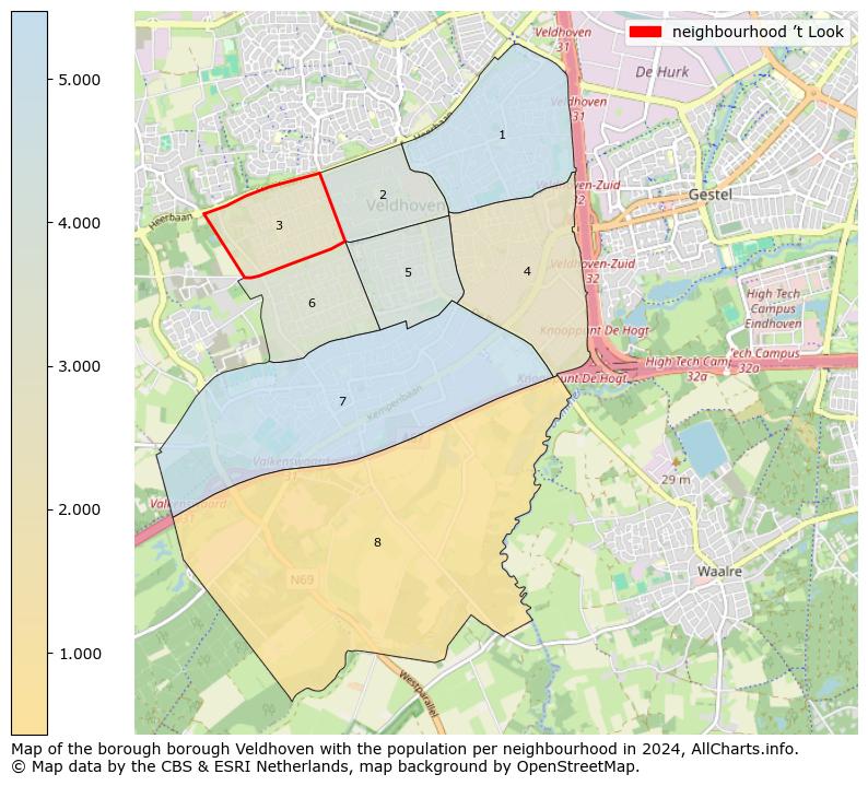 Image of the neighbourhood ’t Look at the map. This image is used as introduction to this page. This page shows a lot of information about the population in the neighbourhood ’t Look (such as the distribution by age groups of the residents, the composition of households, whether inhabitants are natives or Dutch with an immigration background, data about the houses (numbers, types, price development, use, type of property, ...) and more (car ownership, energy consumption, ...) based on open data from the Dutch Central Bureau of Statistics and various other sources!