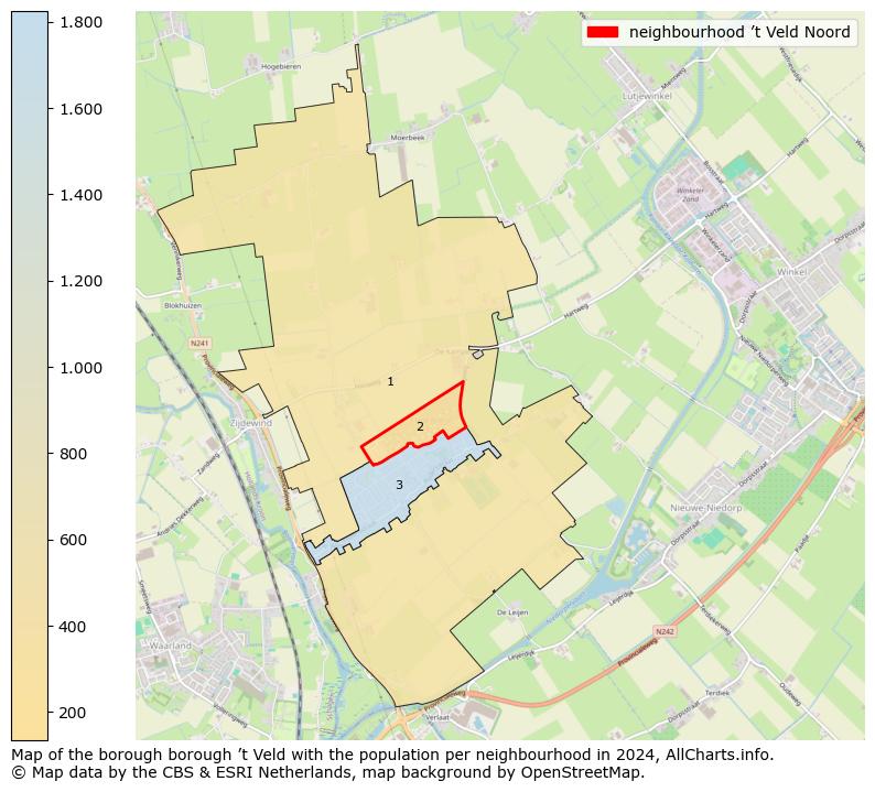 Image of the neighbourhood ’t Veld Noord at the map. This image is used as introduction to this page. This page shows a lot of information about the population in the neighbourhood ’t Veld Noord (such as the distribution by age groups of the residents, the composition of households, whether inhabitants are natives or Dutch with an immigration background, data about the houses (numbers, types, price development, use, type of property, ...) and more (car ownership, energy consumption, ...) based on open data from the Dutch Central Bureau of Statistics and various other sources!