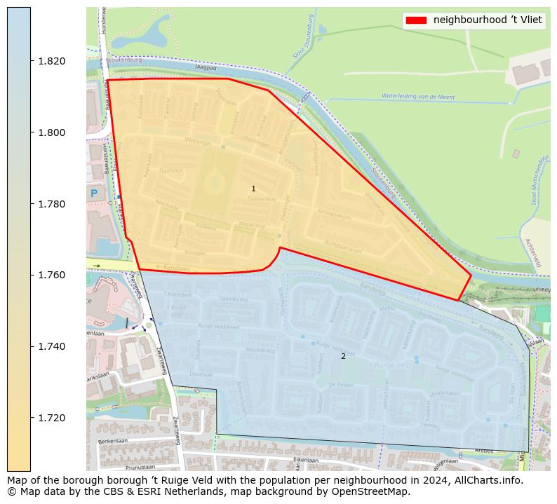 Image of the neighbourhood ’t Vliet at the map. This image is used as introduction to this page. This page shows a lot of information about the population in the neighbourhood ’t Vliet (such as the distribution by age groups of the residents, the composition of households, whether inhabitants are natives or Dutch with an immigration background, data about the houses (numbers, types, price development, use, type of property, ...) and more (car ownership, energy consumption, ...) based on open data from the Dutch Central Bureau of Statistics and various other sources!