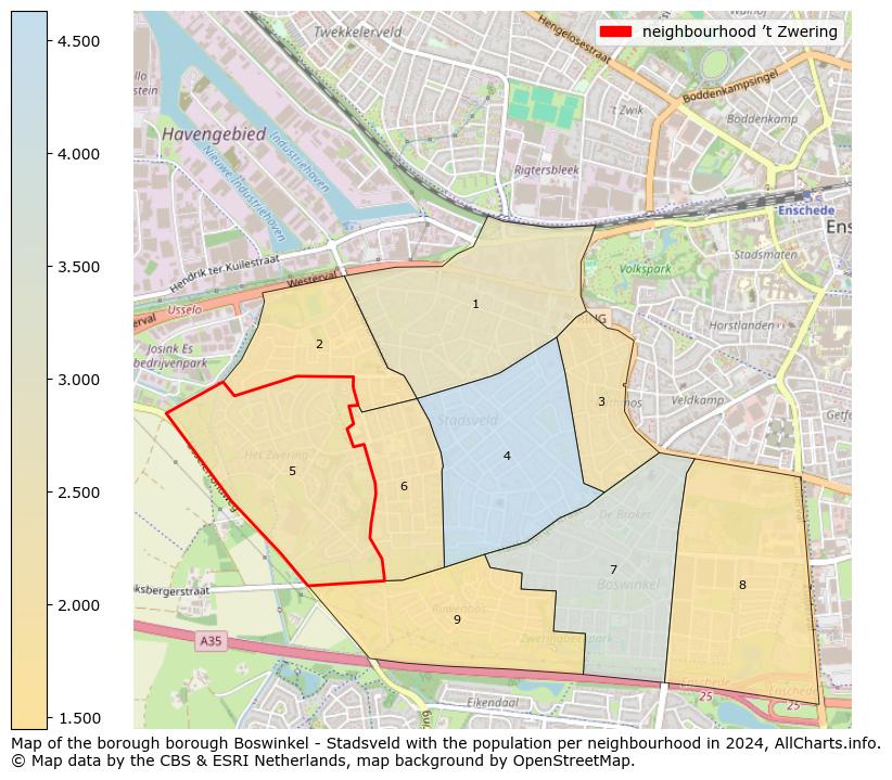 Image of the neighbourhood ’t Zwering at the map. This image is used as introduction to this page. This page shows a lot of information about the population in the neighbourhood ’t Zwering (such as the distribution by age groups of the residents, the composition of households, whether inhabitants are natives or Dutch with an immigration background, data about the houses (numbers, types, price development, use, type of property, ...) and more (car ownership, energy consumption, ...) based on open data from the Dutch Central Bureau of Statistics and various other sources!