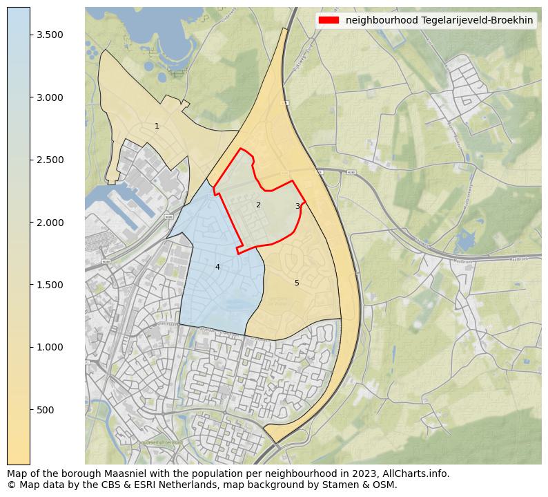 Map of the borough Maasniel with the population per neighbourhood in 2023. This page shows a lot of information about residents (such as the distribution by age groups, family composition, gender, native or Dutch with an immigration background, ...), homes (numbers, types, price development, use, type of property, ...) and more (car ownership, energy consumption, ...) based on open data from the Dutch Central Bureau of Statistics and various other sources!
