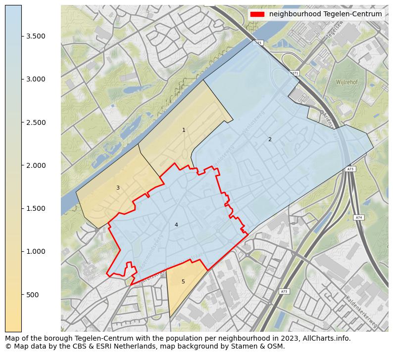 Map of the borough Tegelen-Centrum with the population per neighbourhood in 2023. This page shows a lot of information about residents (such as the distribution by age groups, family composition, gender, native or Dutch with an immigration background, ...), homes (numbers, types, price development, use, type of property, ...) and more (car ownership, energy consumption, ...) based on open data from the Dutch Central Bureau of Statistics and various other sources!