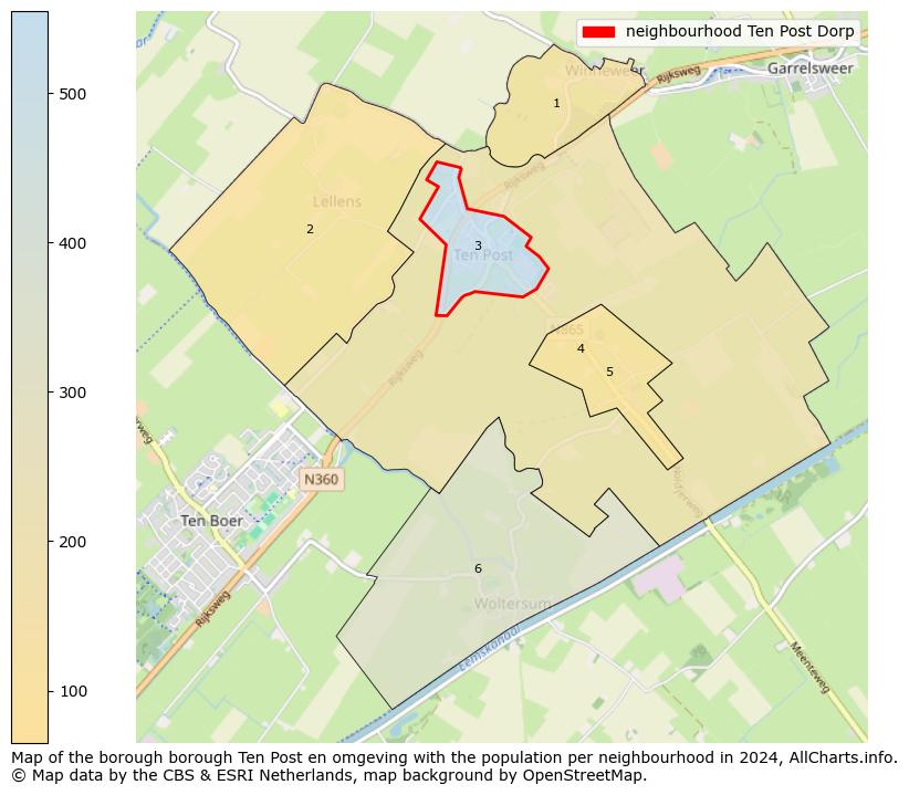 Image of the neighbourhood Ten Post Dorp at the map. This image is used as introduction to this page. This page shows a lot of information about the population in the neighbourhood Ten Post Dorp (such as the distribution by age groups of the residents, the composition of households, whether inhabitants are natives or Dutch with an immigration background, data about the houses (numbers, types, price development, use, type of property, ...) and more (car ownership, energy consumption, ...) based on open data from the Dutch Central Bureau of Statistics and various other sources!