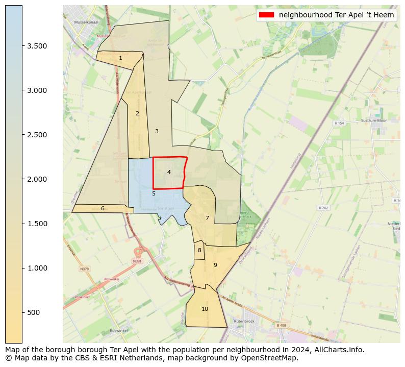 Image of the neighbourhood Ter Apel ’t Heem at the map. This image is used as introduction to this page. This page shows a lot of information about the population in the neighbourhood Ter Apel ’t Heem (such as the distribution by age groups of the residents, the composition of households, whether inhabitants are natives or Dutch with an immigration background, data about the houses (numbers, types, price development, use, type of property, ...) and more (car ownership, energy consumption, ...) based on open data from the Dutch Central Bureau of Statistics and various other sources!